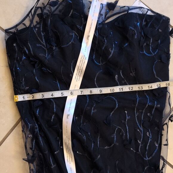NWT Dessy Collection 3D Sequin Embroidery Dress Midnight Navy Blue Size 14 - Picture 5 of 15